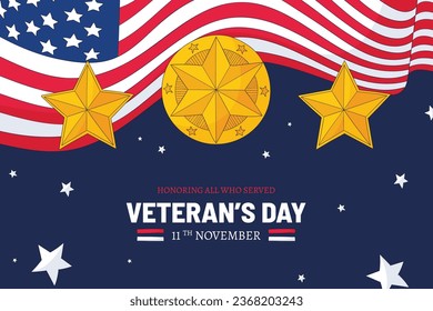 US Veterans Day background. Happy Veterans Day. American flags. US Flag. November 11. Vector illustration. Poster, Banner, Greeting Card, Flyer, Card, cover, Template. post. honoring military veterans
