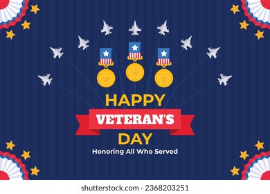 US Veterans Day background. Happy Veterans Day. American flags. US Flag. November 11. Vector illustration. Poster, Banner, Greeting Card, Flyer, Card, cover, Template. post. honoring military veterans