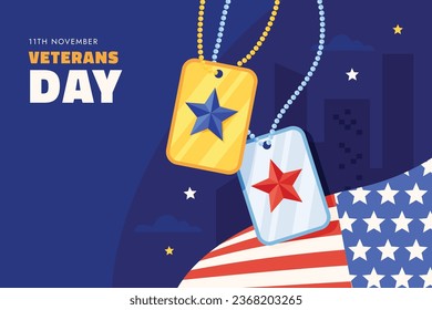 Antecedentes en el Día de los Veteranos de Estados Unidos. Feliz Día de los Veteranos. Banderas estadounidenses. Bandera estadounidense. 11 de noviembre. Ilustración vectorial. Cartel, Cartel, Tarjeta de felicitación, Volante, Tarjeta, Portada, Plantilla. . honrando a veteranos del ejército
