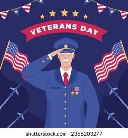 US Veterans Day Hintergrund. Fröhlicher Veteranentag. Amerikanische Flaggen. US-Flagge. 11. November. Vektorgrafik. Poster, Banner, Grußkarte, Flyer, Karte, Cover, Vorlage. posten. Ehrung militärischer Veteranen