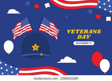 US Veterans Day background. Happy Veterans Day. American flags. US Flag. November 11. Vector illustration. Poster, Banner, Greeting Card, Flyer, Card, cover, Template. post. honoring military veterans