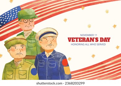 US Veterans Day background. Happy Veterans Day. American flags. US Flag. November 11. Vector illustration. Poster, Banner, Greeting Card, Flyer, Card, cover, Template. post. honoring military veterans