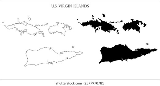 U.S. Virgin Islands Blank Map, U.S. Virgin Islands Map Outline Vector Images