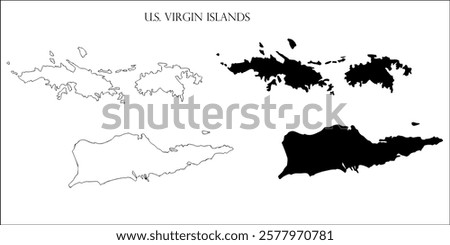 U.S. Virgin Islands Blank Map, U.S. Virgin Islands Map Outline Vector Images
