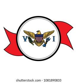 US Virgin Islands flag in glossy round button of icon. flag logo of US Virgin Islands emblem isolated on white background, US Virgin Islands national concept sign, Vector illustration.