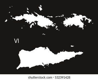 US Virgin Islands Map black and white illustration