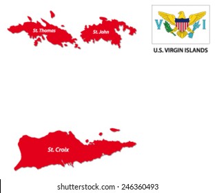 U.s. Virgin Islands Map With Flag