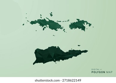 Mapa das Ilhas Virgens dos EUA - Ilustração do Vetor Estilo Polígono Verde, Design Geométrico de Poli Baixo com Silhueta Limpa em Fundo verde macio.