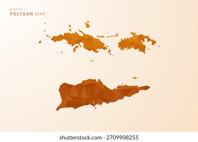 Mapa de las Islas Vírgenes de los EE. UU. - Ilustración vectorial de polígono de bajo contenido de polietileno en tono naranja, estilo geométrico limpio, aislado sobre fondo blanco.