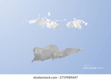 U.S. Virgin Islands Map - polygon style vector illustration in gray, white and blue tone, low-poly geometric design, minimal silhouette, suitable for infographic and modern design.
