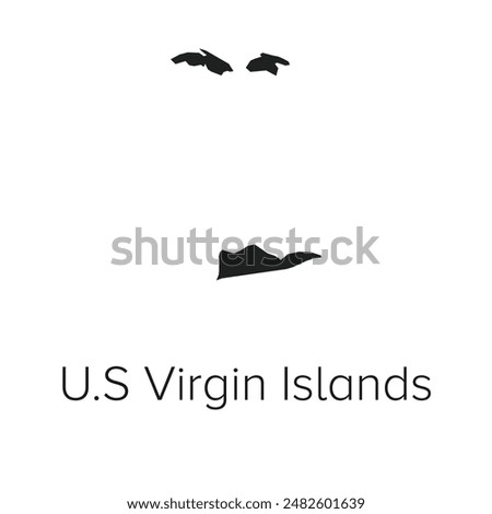 U.S Virgin Islands Map Vector Illustration - Silhouette, Outline, U.S Virgin Islands Travel and Tourism Map
