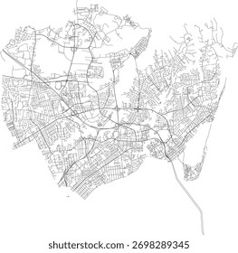 US Virginia State Hampton city Roads vector 2024 for all roads