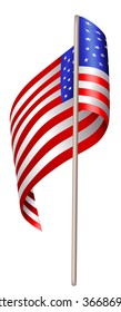 US waving flag isolated on white background