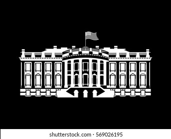 US White House Sign Icon. America Government Building. Mansion President. USA Political Landmark