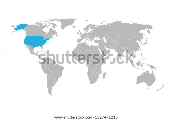青のマークのベクター画像の背景イラストで強調表示された米国の世界地図 のベクター画像素材 ロイヤリティフリー