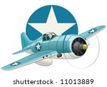 U.S. WW2 plane on air force insignia background