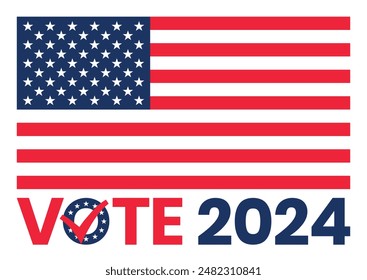 Fondo de las elecciones presidenciales de USA 2024 con diseño de colores de la bandera estadounidense. Anuncio del evento electoral, tarjeta, afiche, Plantilla, comunicación de votación, antecedentes. Día de la votación, 5 de noviembre. Ilustración vectorial.