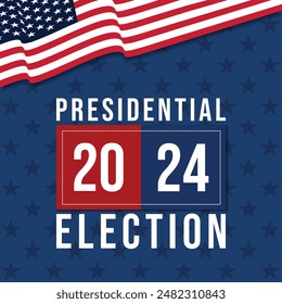 Fondo de las elecciones presidenciales de USA 2024 con diseño de colores de la bandera estadounidense. Anuncio del evento electoral, tarjeta, afiche, Plantilla, comunicación de votación, antecedentes. Día de la votación, 5 de noviembre. Ilustración vectorial.