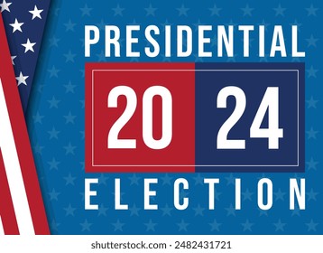 Fondo de las elecciones presidenciales de USA 2024 con diseño de colores de la bandera estadounidense. Anuncio del evento electoral, tarjeta, afiche, Plantilla, comunicación de votación, antecedentes. Día de la votación, 5 de noviembre. Ilustración vectorial.