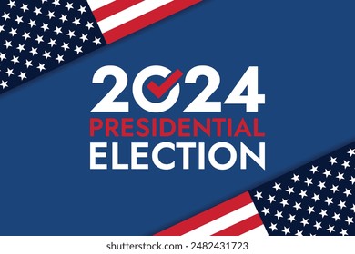 Fondo de las elecciones presidenciales de USA 2024 con diseño de colores de la bandera estadounidense. Anuncio del evento electoral, tarjeta, afiche, Plantilla, comunicación de votación, antecedentes. Día de la votación, 5 de noviembre. Ilustración vectorial.