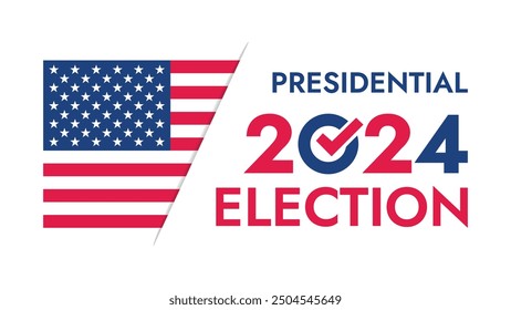 USA 2024 Präsidentschaftswahl Hintergrund mit amerikanischen Flagge Farben Design. Banner, Karte, Poster, Vorlage, Wahlkommunikation, Hintergrund. Abstimmungstag, 5. November. Vektorgrafik.