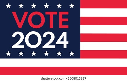 Fondo de las elecciones presidenciales de Estados Unidos 2024 con diseño de colores de bandera estadounidense. Anuncio del evento electoral, tarjeta, cartel, Plantilla, comunicación de votación, antecedentes. Día de votación, 5 de noviembre. Ilustración vectorial.