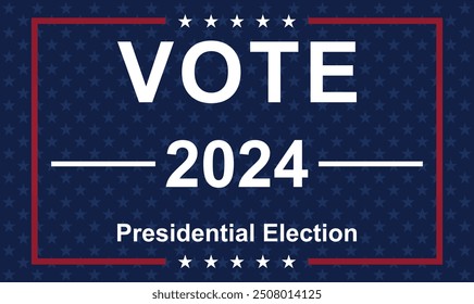 Fondo de las elecciones presidenciales de Estados Unidos 2024 con diseño de colores de bandera estadounidense. Anuncio del evento electoral, tarjeta, cartel, Plantilla, comunicación de votación, antecedentes. Día de votación, 5 de noviembre. Ilustración vectorial.