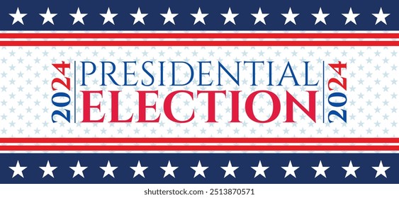 USA 2024 Presidential Election background with American flag colors design. Election event banner, card, poster, template, voting communication, background. Vote day, November 5. Vector illustration.