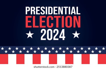 Fondo de las elecciones presidenciales de Estados Unidos 2024 con diseño de colores de bandera estadounidense. Anuncio del evento electoral, tarjeta, cartel, Plantilla, comunicación de votación, antecedentes. Día de votación, 5 de noviembre. Ilustración vectorial.