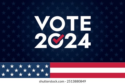 Fondo de las elecciones presidenciales de Estados Unidos 2024 con diseño de colores de bandera estadounidense. Anuncio del evento electoral, tarjeta, cartel, Plantilla, comunicación de votación, antecedentes. Día de votación, 5 de noviembre. Ilustración vectorial.