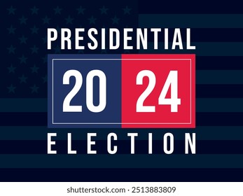 Fondo de las elecciones presidenciales de Estados Unidos 2024 con diseño de colores de bandera estadounidense. Anuncio del evento electoral, tarjeta, cartel, Plantilla, comunicación de votación, antecedentes. Día de votación, 5 de noviembre. Ilustración vectorial.