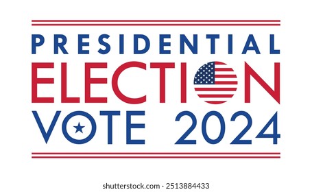 Fondo de las elecciones presidenciales de Estados Unidos 2024 con diseño de colores de bandera estadounidense. Anuncio del evento electoral, tarjeta, cartel, Plantilla, comunicación de votación, antecedentes. Día de votación, 5 de noviembre. Ilustración vectorial.