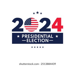 Fondo de las elecciones presidenciales de Estados Unidos 2024 con diseño de colores de bandera estadounidense. Anuncio del evento electoral, tarjeta, cartel, Plantilla, comunicación de votación, antecedentes. Día de votación, 5 de noviembre. Ilustración vectorial.