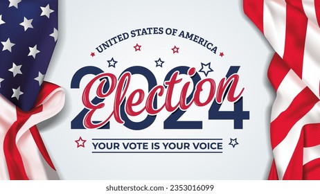 USA 2024 Presidential Elections Event Banner, background, card, poster design.  Vote day, November 5. US Election.