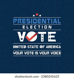 USA 2024 Presidential Elections Event Banner, background, card, poster design. Presidential Elections 2024 Banner with American colors design and typography. Vote day, November 5. US Election
