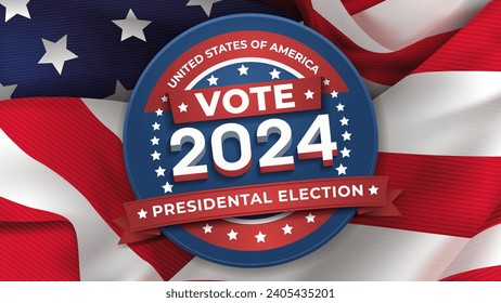 USA 2024 Presidential Elections Event Banner, background, card, poster design.  Vote day, November 5. US Election.