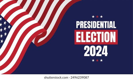 USA 2024 Elecciones Presidenciales Evento Anuncio, fondo, tarjeta, diseño de póster. Anuncio de las elecciones presidenciales de 2024 con diseño y tipografía de colores de la bandera estadounidense. Día de votación, 5 de noviembre. Elecciones en Estados Unidos