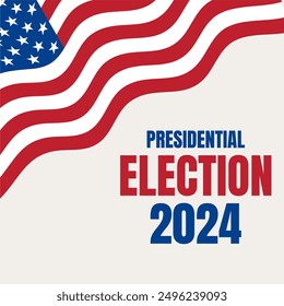 USA 2024 Elecciones Presidenciales Evento Anuncio, fondo, tarjeta, diseño de póster. Anuncio de las elecciones presidenciales de 2024 con diseño y tipografía de colores de la bandera estadounidense. Día de votación, 5 de noviembre. Elecciones en Estados Unidos