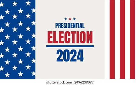 USA 2024 Elecciones Presidenciales Evento Anuncio, fondo, tarjeta, diseño de póster. Anuncio de las elecciones presidenciales de 2024 con diseño y tipografía de colores de la bandera estadounidense. Día de votación, 5 de noviembre. Elecciones en Estados Unidos