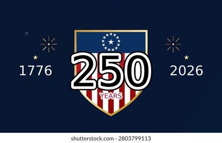USA 250 Years Independence Day Celebration Concept with American Flag and Patriotic Theme Design