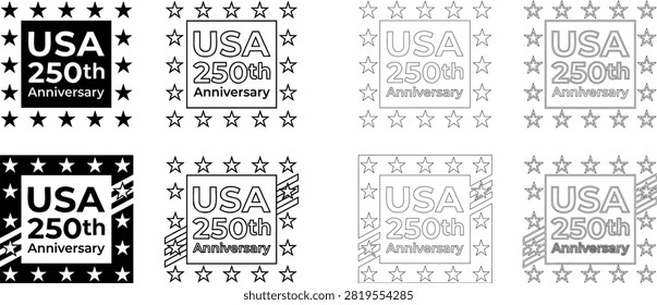 Usa 250th anniversary vector badge with stars and stripes design Editable