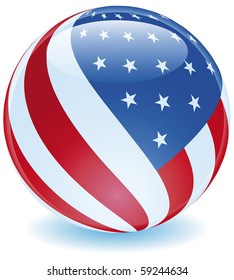 USA 3D Flag Sphere Vector