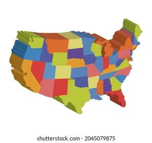 usa 3d map over white