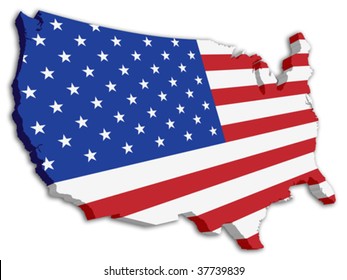 USA 3D State Flag map