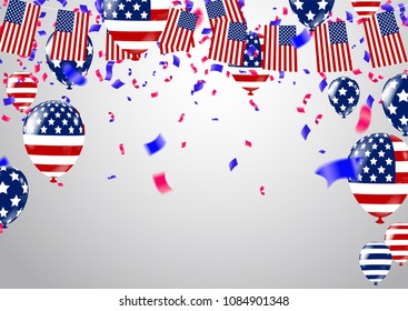 USA 4 july independence day design vector illustration balloons Balloons and confetti 