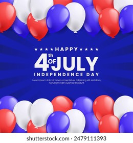 USA 4 july independence day background template with balloons