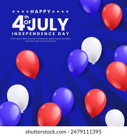 USA 4 july independence day background template with balloons