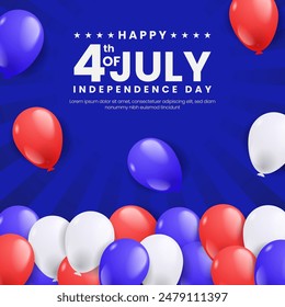 USA 4 july independence day background template with balloons