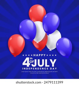 USA 4 july independence day background template with balloons