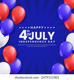 USA 4 july independence day background template with balloons